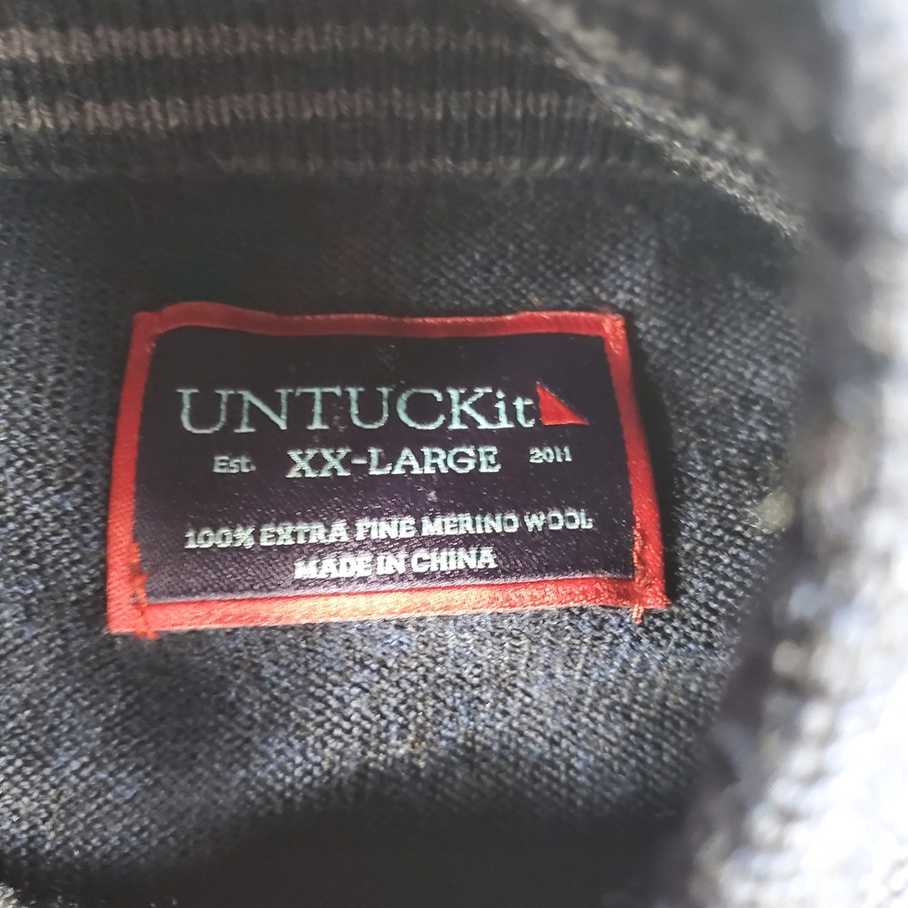 UNTUCKit Mens XX-Large Navy Blue 100% Extra Fine Merino Wool Quarter Zip Sweater - Picture 2 of 6